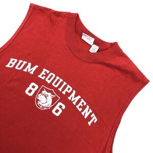 90s Y2K BUM Equipment Athletic Tank Top Mens M Sleeveless‎ Red Bulldog 86 Street
